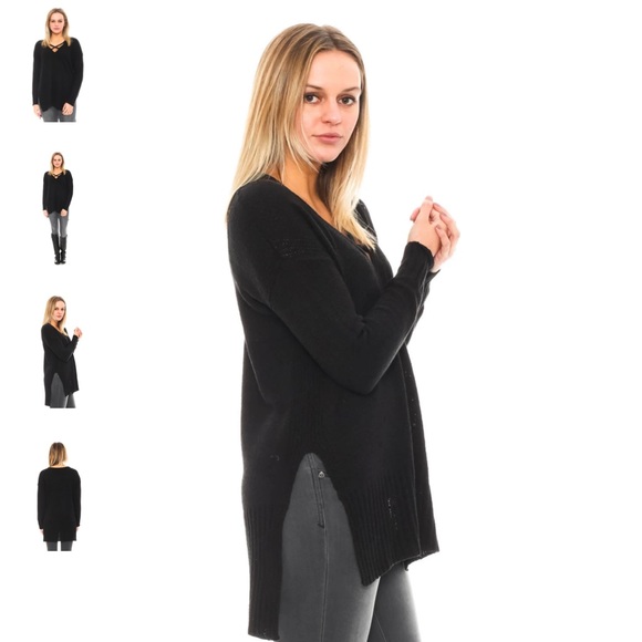 Sweater - high low cross cross front knit top - Picture 3 of 7